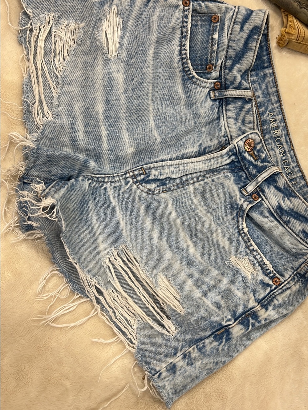 American Eagle Outfitters Light Blue Distressed Denim Shorts